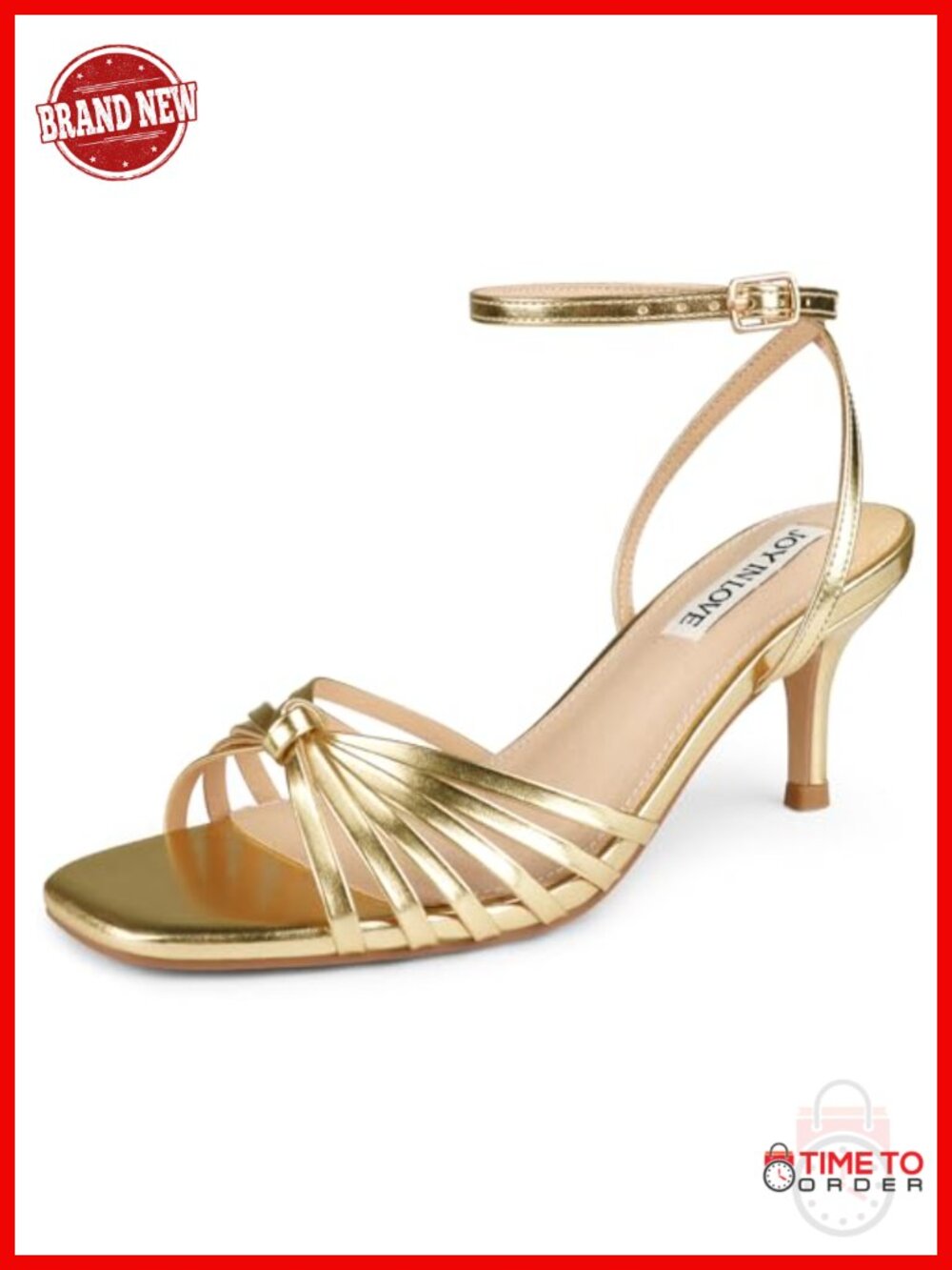 Kitten Heel Strappy Sandals Square Open Toe Ankle Strap Party Dress Shoes